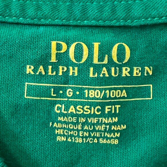 Polo Ralph Lauren Men’s Green T-Shirt Size Large – Classic Fit Short Sleeve - Picture 4 of 7